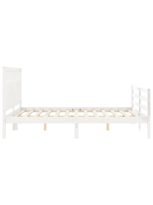Rám postele s čelem bílý King Size masivní dřevo