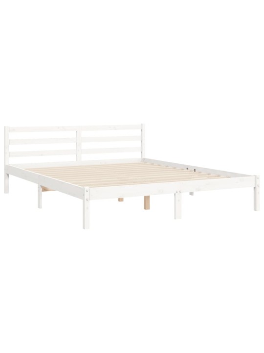 Rám postele s čelem bílý King Size masivní dřevo