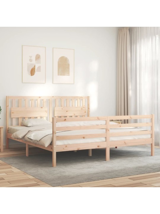 Rám postele s čelem Super King Size masivní dřevo