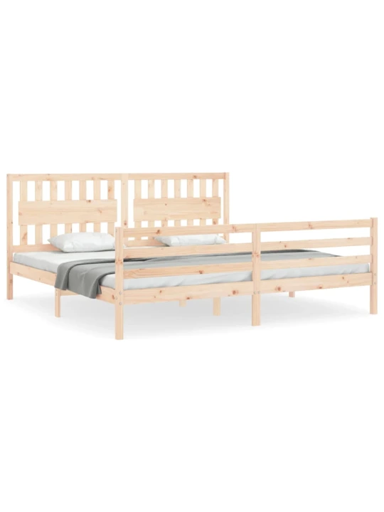 Rám postele s čelem 200 x 200 cm masivní dřevo
