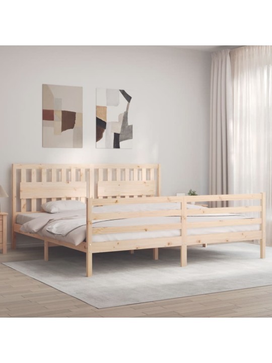 Rám postele s čelem 200 x 200 cm masivní dřevo