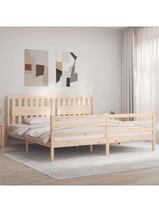 Rám postele s čelem 200 x 200 cm masivní dřevo