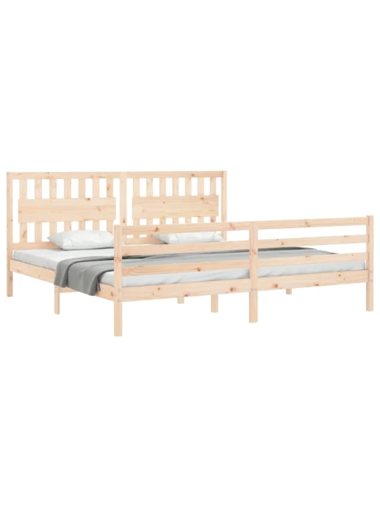 Rám postele s čelem 200 x 200 cm masivní dřevo
