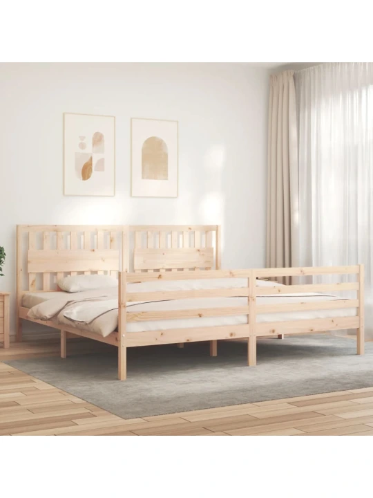 Rám postele s čelem 200 x 200 cm masivní dřevo