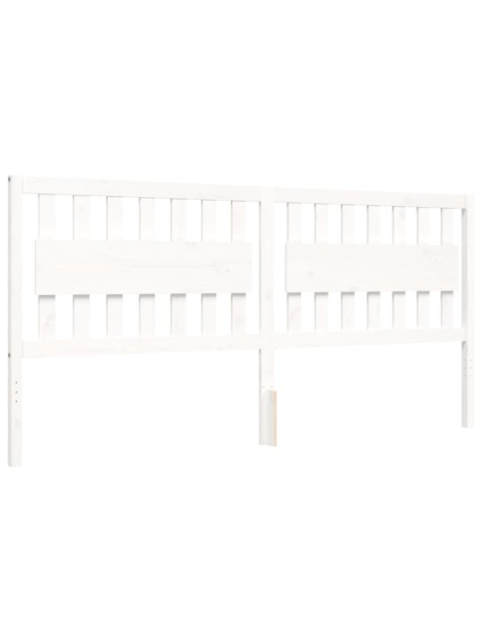 Rám postele s čelem bílý 200 x 200 cm masivní dřevo