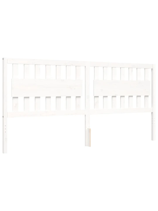 Rám postele s čelem bílý 200 x 200 cm masivní dřevo