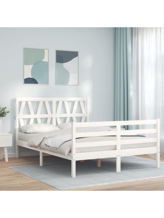Rám postele s čelem bílý Small Double masivní dřevo