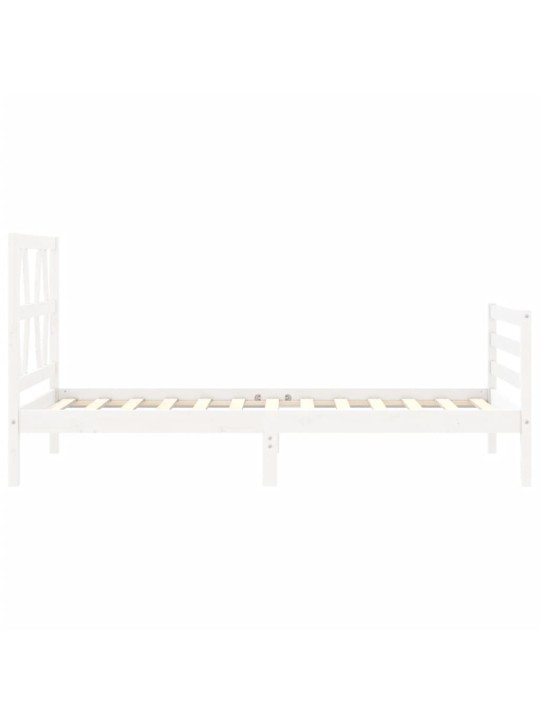 Rám postele s čelem bílý 90 x 200 cm masivní dřevo