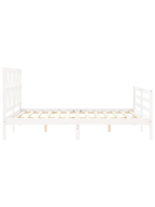 Rám postele s čelem bílý King Size masivní dřevo
