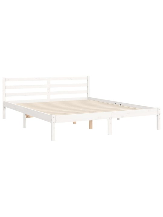 Rám postele s čelem bílý King Size masivní dřevo