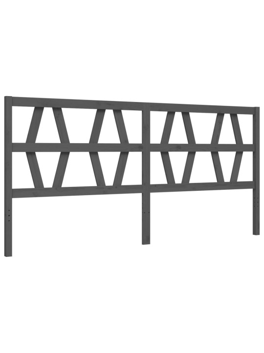 Rám postele s čelem šedý 200 x 200 cm masivní dřevo