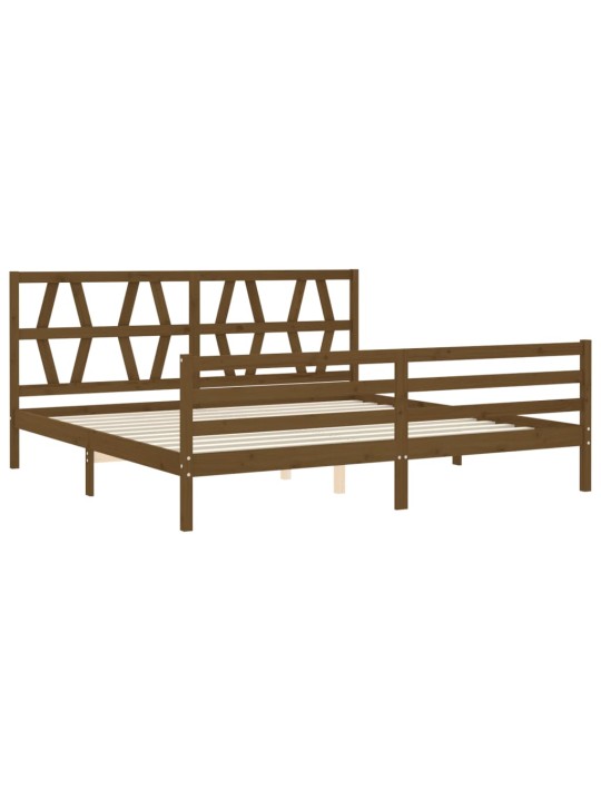 Rám postele s čelem medově hnědý 200 x 200 cm masivní dřevo