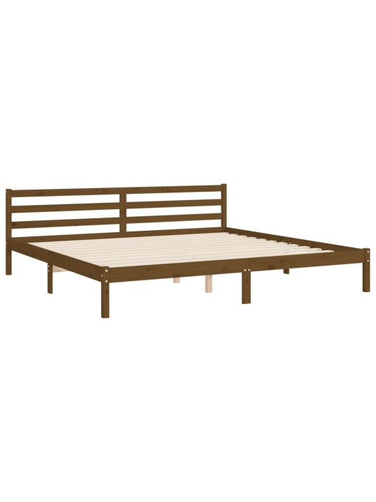 Rám postele s čelem medově hnědý 200 x 200 cm masivní dřevo