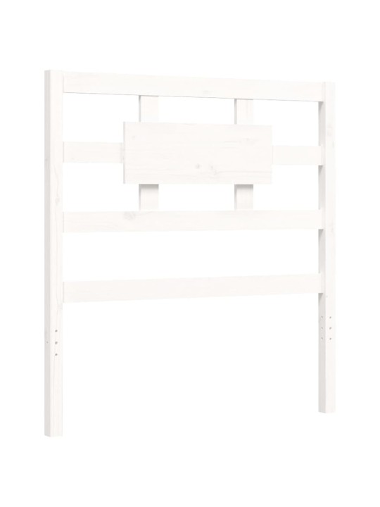 Rám postele s čelem bílý 90 x 200 cm masivní dřevo
