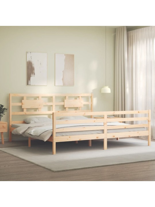 Rám postele s čelem 200 x 200 cm masivní dřevo