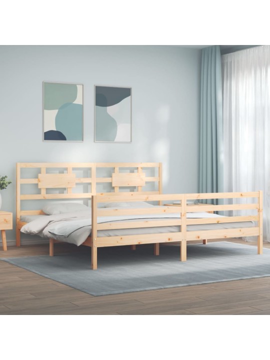Rám postele s čelem 200 x 200 cm masivní dřevo