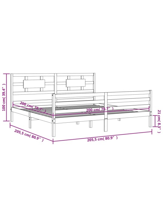 Rám postele s čelem medově hnědý 200 x 200 cm masivní dřevo