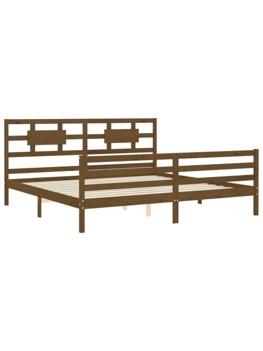Rám postele s čelem medově hnědý 200 x 200 cm masivní dřevo