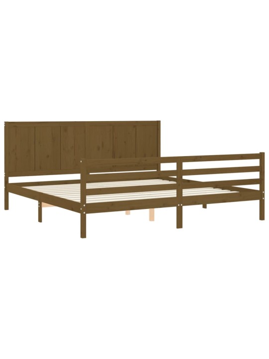Rám postele s čelem medově hnědý 200 x 200 cm masivní dřevo
