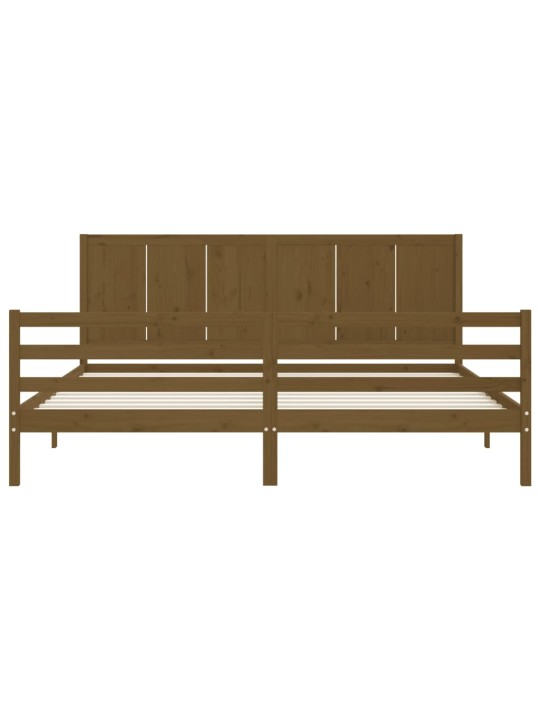 Rám postele s čelem medově hnědý 200 x 200 cm masivní dřevo