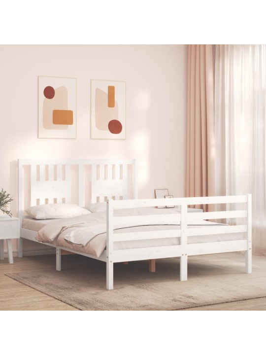 Rám postele s čelem bílý Small Double masivní dřevo