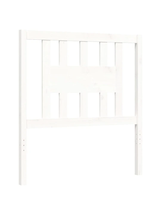 Rám postele s čelem bílý 90 x 200 cm masivní dřevo
