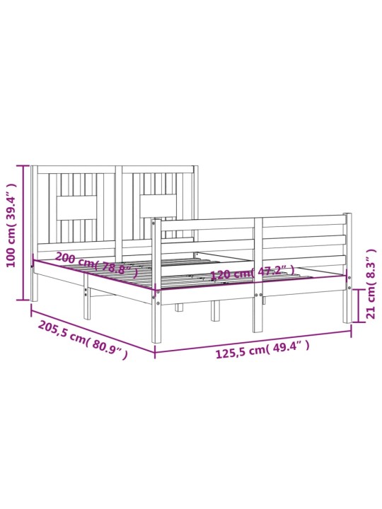 Rám postele s čelem 120 x 200 cm masivní dřevo