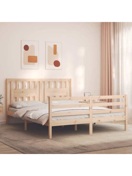 Rám postele s čelem 160 x 200 cm masivní dřevo