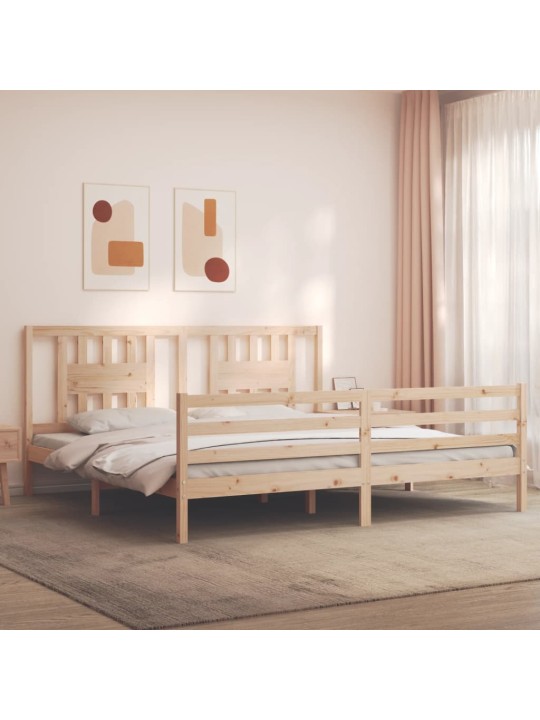 Rám postele s čelem 200 x 200 cm masivní dřevo