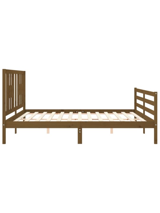 Rám postele s čelem medově hnědý 200 x 200 cm masivní dřevo