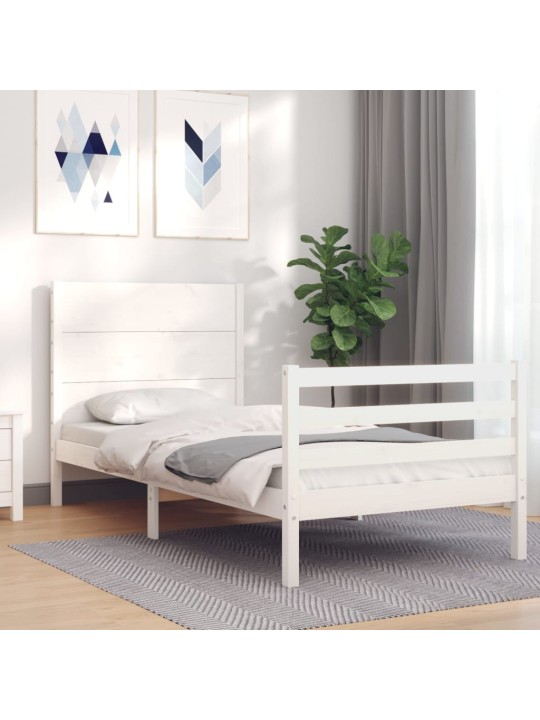 Rám postele s čelem bílý Small Single masivní dřevo