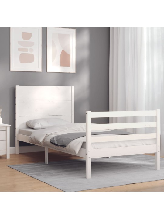 Rám postele s čelem bílý Small Single masivní dřevo