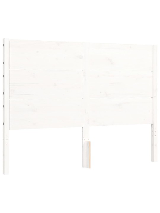 Rám postele s čelem bílý 140 x 190 cm masivní dřevo