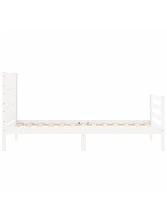 Rám postele s čelem bílý 100 x 200 cm masivní dřevo