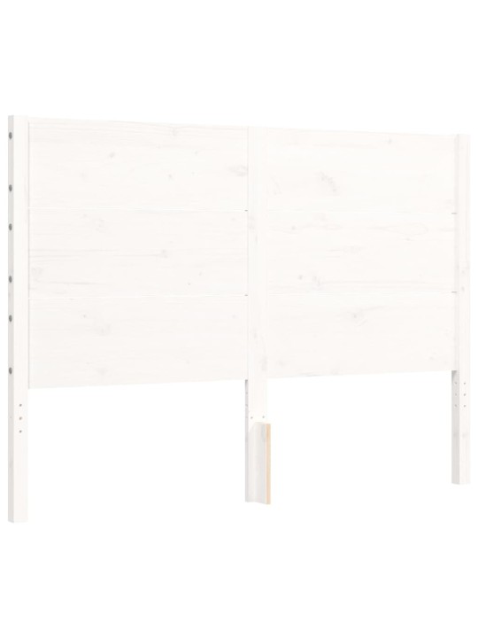 Rám postele s čelem bílý 140 x 200 cm masivní dřevo