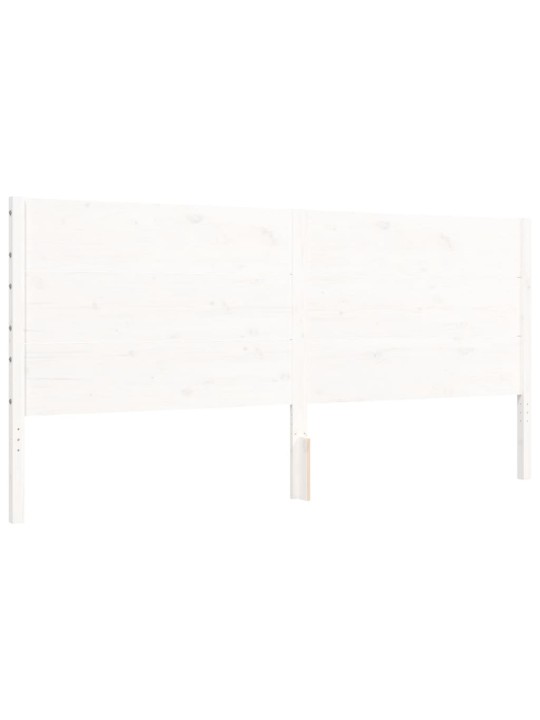 Rám postele s čelem bílý 200 x 200 cm masivní dřevo