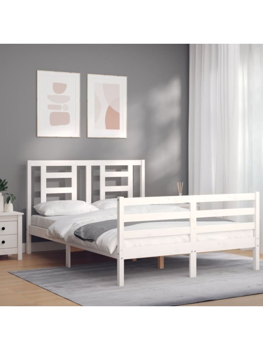 Rám postele s čelem bílý Small Double masivní dřevo
