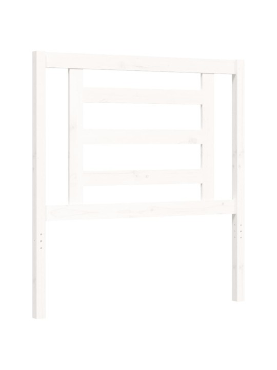 Rám postele s čelem bílý 90 x 200 cm masivní dřevo
