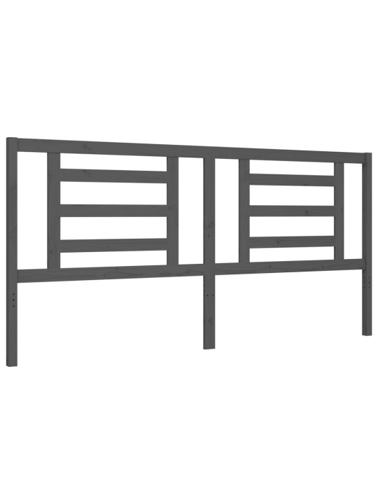 Rám postele s čelem šedý 200 x 200 cm masivní dřevo