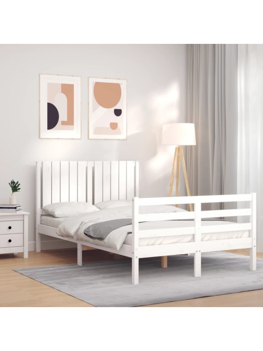 Rám postele s čelem bílý Small Double masivní dřevo