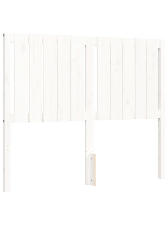 Rám postele s čelem bílý 120 x 200 cm masivní dřevo