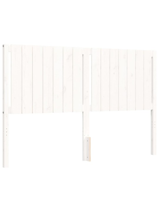 Rám postele s čelem bílý 160 x 200 cm masivní dřevo