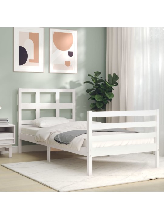 Rám postele s čelem bílý Small Single masivní dřevo