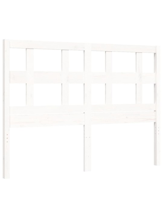 Rám postele s čelem bílý 140 x 190 cm masivní dřevo