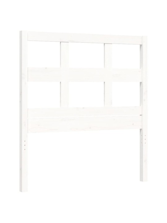 Rám postele s čelem bílý 90 x 200 cm masivní dřevo