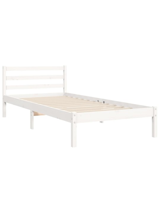 Rám postele s čelem bílý 90 x 200 cm masivní dřevo