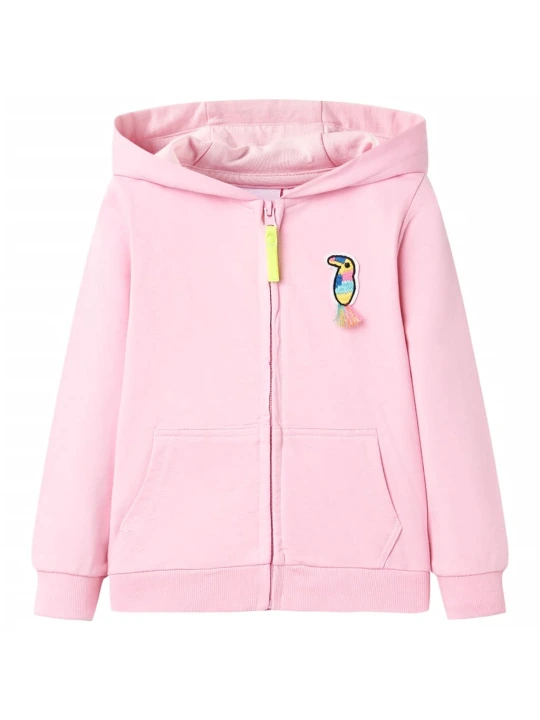 Dětská mikina s kapucí na zip jasně růžová 92