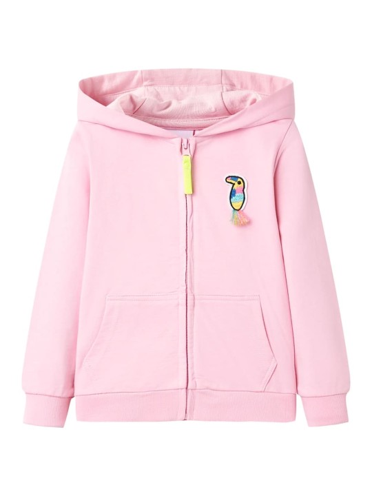 Dětská mikina s kapucí na zip jasně růžová 104