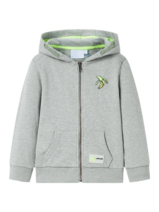 Dětská mikina s kapucí na zip světle khaki melanž 92