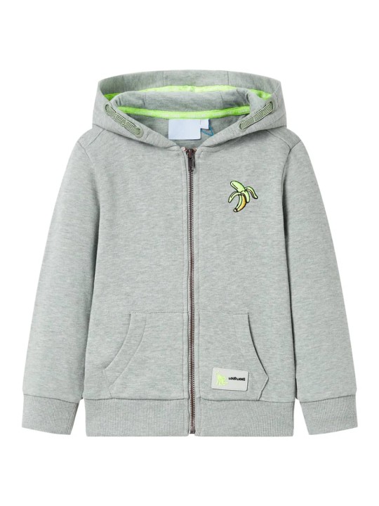 Dětská mikina s kapucí na zip světle khaki melanž 116
